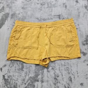 Maurices Shorts Womens XXL Yellow Cotton Blend Pull On Drawstring Pockets Casual